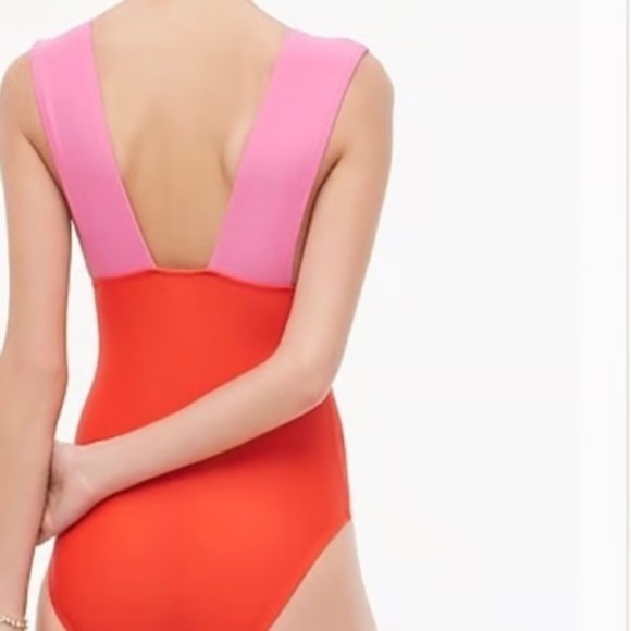 JCREW FACTORY plunge v-neck two toned one piece swimsuit - Picture 6 of 9